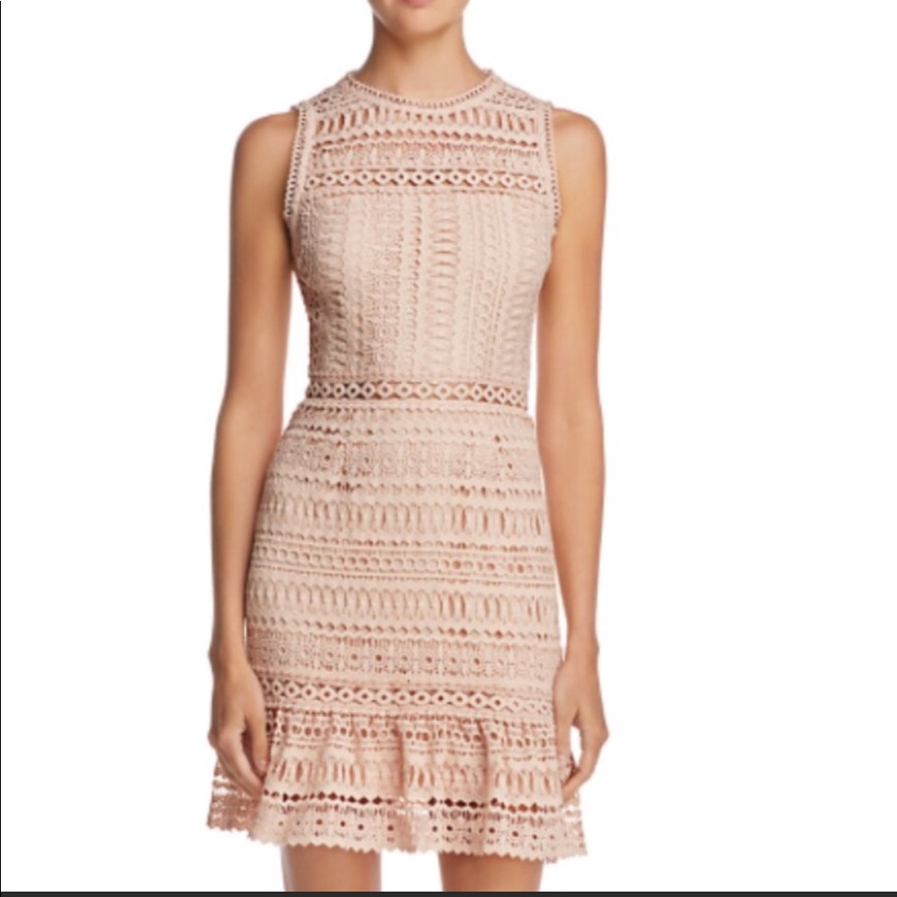 Aqua Flounce Hem Lace Dress